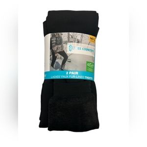 2 Pair Women's Faux Fur Lined Tights Free Country New